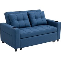 HOMCOM Two-Seater Pull-Out Sofa Bed - Dark Blue