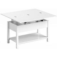 HOMCOM Mesa de centro elevatória e extensível mesa de sala com compartimento oculto prateleira aberta 100x45x50,5cm branco Aosom Portugal