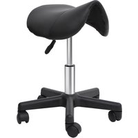 HOMCOM Rollhocker Höhenverstellbarer Drehhocker mit Rädern, drehbarer Salonstuhl aus Kunstleder in Schwarz, ideal für Friseursalons & Büros Aosom.de