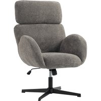 HOMCOM Schreibtischstuhl Homeofficestuhl mit Samtbezug, hohe Rückenlehne, höhenverstellbar, Drehstuhl mit Wippfunktion, gepolstert, für Schlafzimmer und Arbeitszimmer, Grau Aosom
