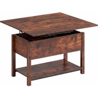 HOMCOM Mesa de centro elevatória e extensível mesa de sala com compartimento oculto prateleira aberta 100x45x50,5cm marrom rústico Aosom Portugal