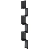 HOMCOM Estante de Canto de Parede 5 Níveis Altura 120 cm Formato Zigzag em Madeira Preta Aosom Portugal