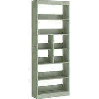 HOMCOM Bookcase, 6-Tier Bookshelf with Open Storage Shelves, Cubes, 180 cm Tall Display Shelf with Anti-Tipping Design, Green