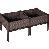 Outsunny 50cm x 50cm x 46.5cm Set of 2 41L Garden Raised Bed, Elevated Planter Box, Flower Vegetables Planting Container with Self-Watering Design and Drainage Holes | Aosom Ireland