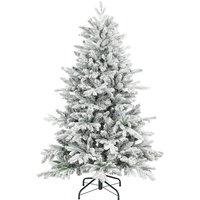 HOMCOM 5ft Flocked Christmas Tree with Hinged Realistic Tips, Wide Shape