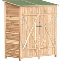 Outsunny 140 x 75 Fir Wood Garden Shed, with Asphalt Roof - Natural