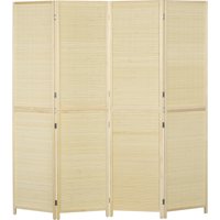 HOMCOM Paravent 4-teilig 180 x 180 cm Faltbar Raumteiler Trennwand aus Bambus, Stellwand Sichtschutz Raumtrenner für Wohnzimmer Schlafzimmer Natur Aosom