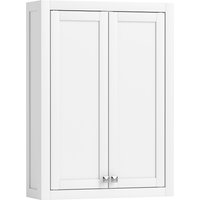 HOMCOM Armário de parede para casa de banho 3 níveis, móvel de arrumação suspenso 2 portas prateleira regulável 61 x 20 x 84 cm branco Aosom Portug