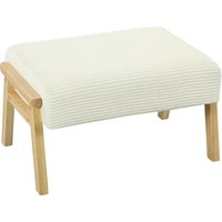 HOMCOM Sitzhocker Hocker mit weichem Sitzkissen Holzbeinen Fußhocker mit Cordoptik Polsterhocker Ottoman für Schlafzimmer, Wohnzimmer, Cremeweiß Aosom