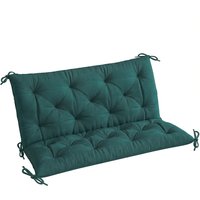 Outsunny 2 Seater Bench Pad, Garden Chair Cushion with Back and Ties for Indoor and Outdoor Use, 98 x 100 cm, Green