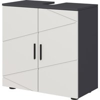 kleankin Waschbeckenunterschrank Unterschrank mit Verstellbarer Ablage, Waschtischunterschrank mit Griff, Badunterschrank mit Kippschutz, Grau, 60 x 30 x 60 cm Aosom