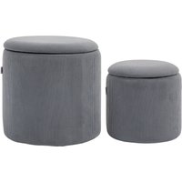 HOMCOM Modern Storage Ottoman with Removable Lid - Light Grey Aosom UK