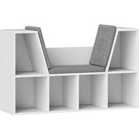 HOMCOM Estante com assento, 6 compartimentos, estofada, 105 x 30 x 63 cm, Branco Aosom Portugal