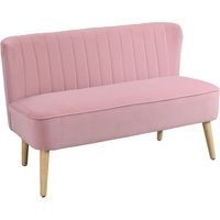 HOMCOM Sofá 2 lugares Sofá de tecido Couch Sofá estofado Sofá lounge largo Rosa Aosom Portugal