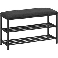 HOMCOM Banco para sapatos com assento, banco com espaço de arrumação, estante para sapatos com 2 compartimentos abertos, banco 81 x 31 x 50 cm Preto