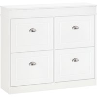 HOMCOM Shoe Cabinet w/ 4 Flip Drawers Wood Tipping Bucket Narrow Storage Cupboard w/ Adjustable Shelf Hall Organizer for Entrance Foyer Aosom UK