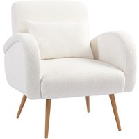 HOMCOM Teddy Fleece Accent Chair - Cream White