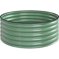Outsunny Galvanised Raised Garden Bed with Safety Edging, Outdoor Raised Planter Box with Gloves, 120 x 120 x 43cm, Light Green