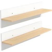 HOMCOM Wandregal 2er-Set Schweberegal, Wandboard, Regalbrett zur Präsentation, für Küche, Wohnzimmer, Badezimmer, Weiß+Naturholz, 80 x 16,5 x 20 cm Aosom