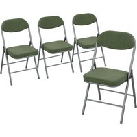 HOMCOM Klappstuhl 4er Set Campingstuhl mit Gepolsteter Rückenlehne, Klappbar Bürostuhl mit Stahlrahmen, Küchenstuhl mit Polster bis 120 kg belastbar für Gäste, Büro, Camping, Grün Aosom