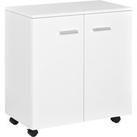 HOMCOM Mobile Sideboard Cabinet, Sideboard Storage Cabinet with 2 Doors and Internal Shelf for Office, 60 x 35 x 65 cm, White