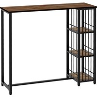 HOMCOM Bartisch Stehtisch Tresentisch mit 3 Ablageflächen Bartheke Küchentisch mit Holzoptik, Stahlgestell, für Esszimmer, Küche, Braun, 120 x 40 x 105 cm Aosom