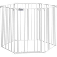 PawHut Foldable Metal Dog Playpen, Rabbit Run Pet Crate Fence with Door, Indoor and Outdoor Use, 90H x 123L x 102W cm, White | Aosom Ireland