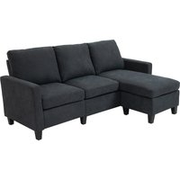 HOMCOM Ecksofa Stoffsofa Eckcouch Couchgarnitur wendbare Chaiselongue L-Form Dunkelgrau 197x139x91cm Aosom