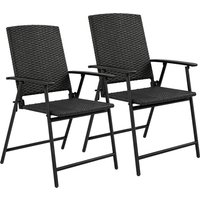Outsunny Set of Two Folding Rattan Seat Chairs - Black