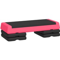 SPORTNOW Aerobic‑Step, rutschfester Fitness‑Step, 3‑stufig höhenverstellbar 10,5/15,5/20,5 cm, 250 kg Traglast, für Training zuhause und im Gym, 77x36x20,5 cm, Rosa und Schwarz Aosom