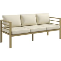 Outsunny Garden Bench with Cushions, 3-Seater Sofa with Backrest, Armrest and Back Cushions, 185 x 66 x 64cm, Cream White
