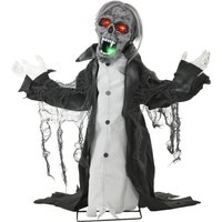 HOMCOM 75cm Halloween Dekoration Halloween Skelett mit Rot Leuchtende Augen, Heul-Geräusch Garten Deko mit Bewegungssensor für Indoor, Outdoor Aosom