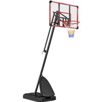 SPORTNOW 2.4-2.9m Adjustable Basketball Hoop and Stand with Weighted Base, Portable on Wheels, Red Aosom UK