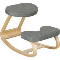 HOMCOM Kniestuhl, Ergonomischer Kniehocker mit Leinenoptik, Basis aus Birkenholz Bürostuhl, Sitzhocker zur Verbesserung der Nackenschmerzen für Zuhause, Büro, Meditation Grau Aosom