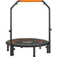 HOMCOM 102 cm Fitness-Trampolin, Faltbares Mini-Trampolin mit vierfach höhenverstellbarem Haltegriff, Fitness-Rebounder für Erwachsene, bis 100 kg, Schwarz Aosom