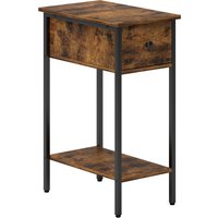 HOMCOM Beistelltisch Schmal Couchtisch mit Schublade, Ablage, Industrie Nachttisch für Wohnzimmer, Schlafzimmer, 25 x 39,8 x 58,2 cm, Rustikal-Braun Aosom