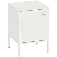 HOMCOM Nachttisch, Beistelltisch mit verstellbarer Ablage, Stahlrahmen, moderner Nachtschrank für Schlafzimmer, Wohnzimmer, Weiß, 40 x 40 x 56 cm Aosom