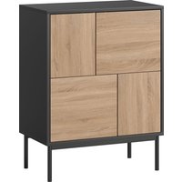 HOMCOM Sideboard, Kommode mit Push-to-Open-Türen, Aufbewahrungsschrank mit Metallbeine, Moderner Küchenschrank Buffetschrank für Küche, Esszimmer, Wohnzimmer, Schwarz+Naturholz Aosom