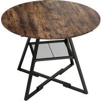 HOMCOM Dining Table for 4 People, 100 cm Round Industrial Kitchen Table with Storage Shelf, Rustic Brown