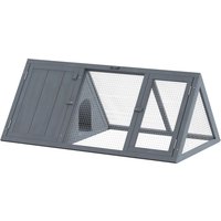 PawHut Rabbit Hutch, Wooden Guinea Pig Hutch with Run and Doors, Outdoor Triangle Bunny House for Rabbits,Duck and Chicken