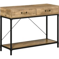 HOMCOM Beistelltisch Konsolentisch Eingangstisch mit 2 Schubladen und Unterregal vintage Braun Schwarz 100x35x76,5 cm für Flur & Wohnzimmer Aosom.de