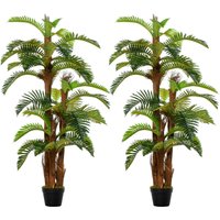 Outsunny Set of 2 Artificial Plant Tropical Palm in Pot, Fake Plants for Home Indoor Outdoor Decor, 150cm, Green Aosom UK