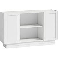HOMCOM Sideboard Buffet Cabinet, 133 cm Storage Cabinet with 2 Open Shelves, 2 Cupboards and Soft Close Doors, White