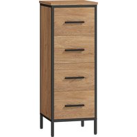 HOMCOM Badezimmerschrank schmal Badschrank mit 4 Schubladen, Toilettenschrank Beistellschrank Aufbewahrungsschrank Nischenschrank für Badezimmer, kleine Räume, 30 x 30 x 82 cm, Eiche Aosom