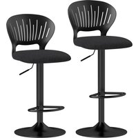 HOMCOM Set 2 Sgabelli da Bar Traspiranti in Tessuto Effetto Lino e Metallo con Poggiapiedi, 40.5x43x84-105 cm, Nero Aosom Italy