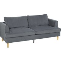 HOMCOM Sofá de 3 Lugares Revestido em Veludo Almofadas Espessas com Molas Assento Largo 2 Almofadas 188x80x86 cm Cinzento Escuro Aosom Portugal