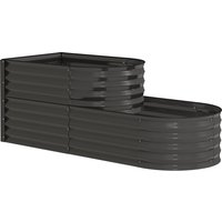 Outsunny Two-Tier Galvanised Steel Garden Planter - Dark Grey