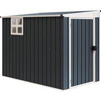 Outsunny Metall Gerätehaus 2,7m² 128x231x181cm Geräteschuppen mit Pultdach Fenster Abschließbarer Tür wetterfest Gartenhaus Outdoor Garten Schuppen für Hinterhof Außenbereich Dunkelgrau Aosom