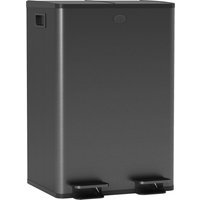 HOMCOM 56L Dual Compartment Stainless Steel Bin, with Deodoriser Holders - Black
