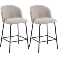 HOMCOM Set 2 Sgabelli da Bar con Schienale e Poggiapiedi, Rivestimento in Tessuto e Gambe in Acciaio, Grigio Aosom Italy